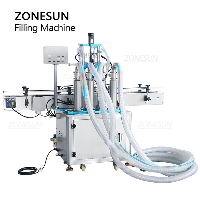 ZONESUN ZS-SV4HS Máquina de llenado de líquidos con bomba de pistón servo de 4 boquillas 