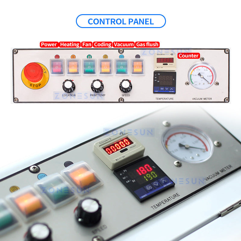 ZONESUN ZS-FK1080B Horizontal Vacuum/Gas Flush Sealing Machine