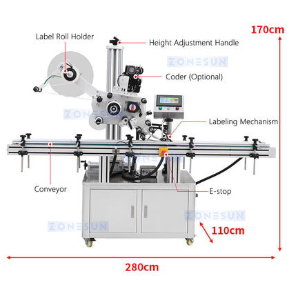 ZONESUN ZS-TB150P2 Etichettatrice automatica per superfici piane