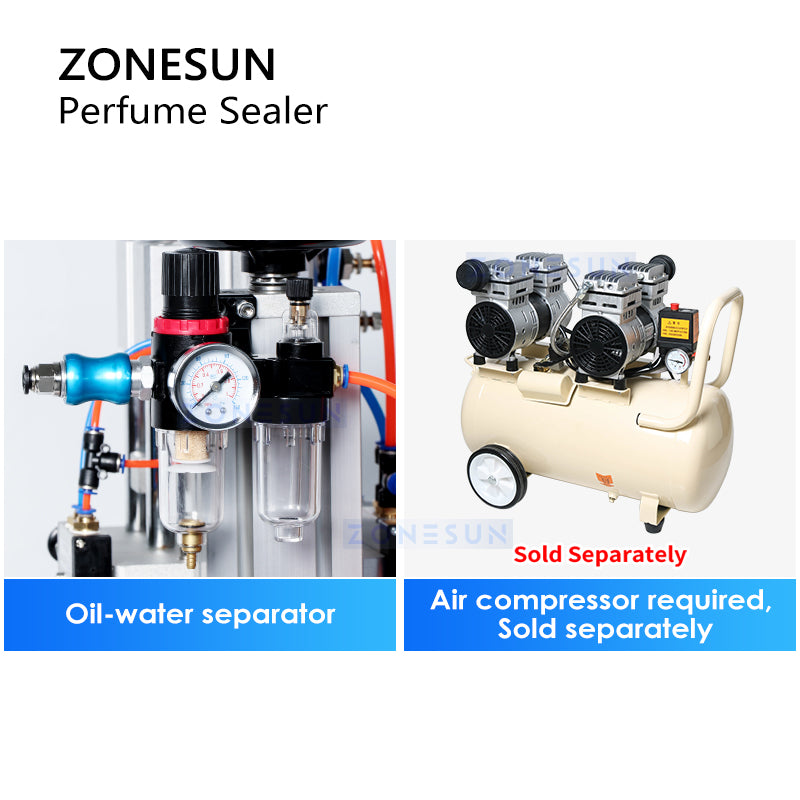 ZONESUN ZS-YG08 13/15/18/20mm Pneumatic Perfume Bottle Capping Machine