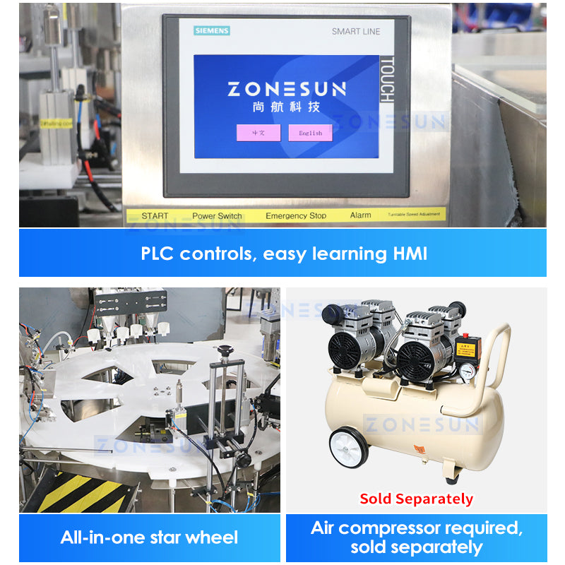 ZONESUN ZS-AFC21 Bomba peristáltica automática de perfume Máquina llenadora y tapadora de líquidos 