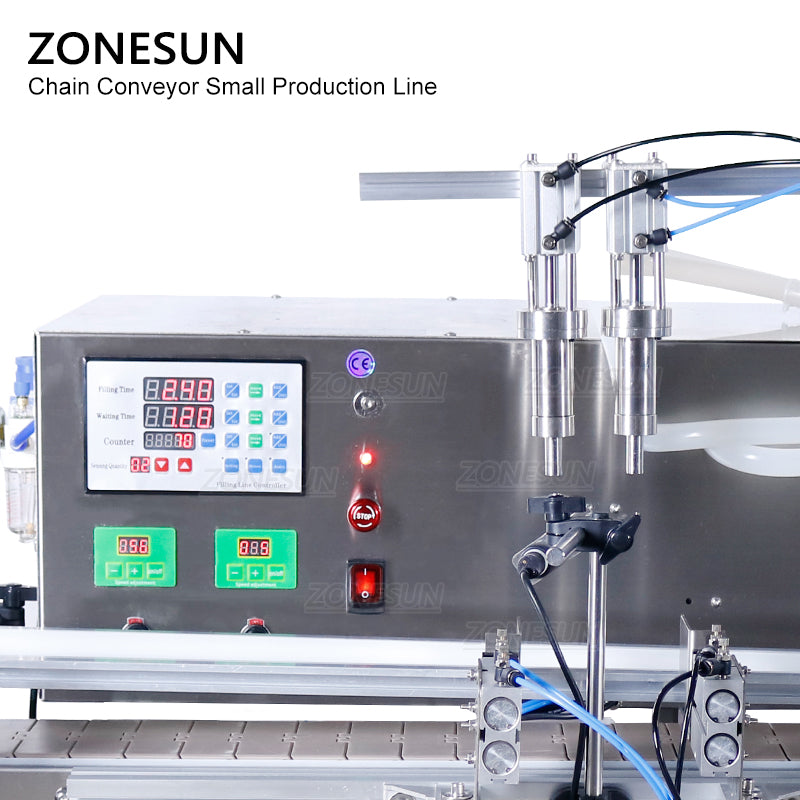 ZONESUN Small Automatic Pneumatic Filling Capping And Flat Labeling  Production Line