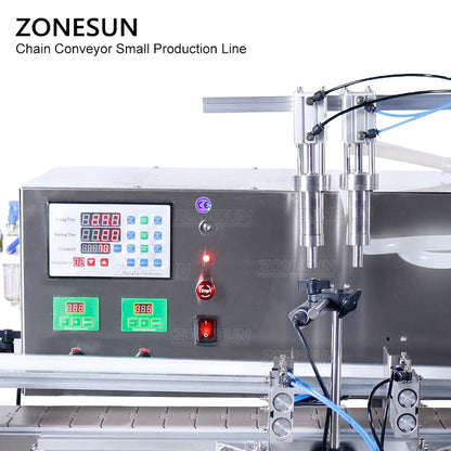 ZONESUN Small Automatic Pneumatic Filling Capping And Flat Labeling  Production Line