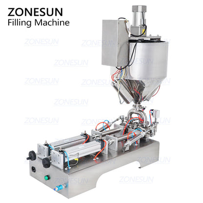 ZONESUN Riempitrice per marmellata e salsa a 2 teste con miscelatore e riscaldatore con funzione resistente al calore