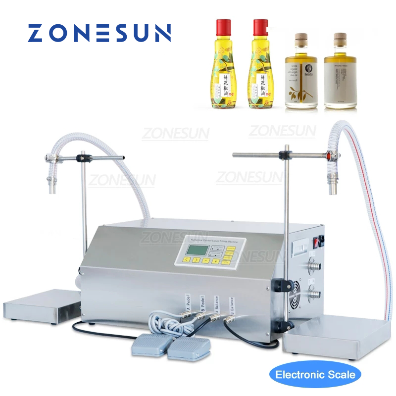 ZONESUN ZS-GP262W 150-18000ml 2 cabezales bomba de engranajes máquina de llenado y pesaje de líquidos