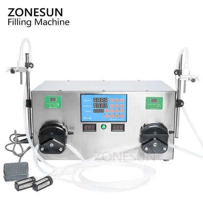 ZONESUN 2 Nozzles Peristaltic Pump Liquid Filling Machine Juice Packing Machine using in cosmetic products