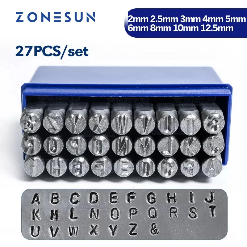 ZONESUN 27PCS Alphabet Set 'A-Z' With '&' Steel Stamping Tool