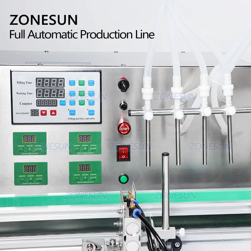 ZONESUN ZS-FAL180 Tabletop 4Nozzles Liquid Filling Capping Labeling Machine With Date Coder