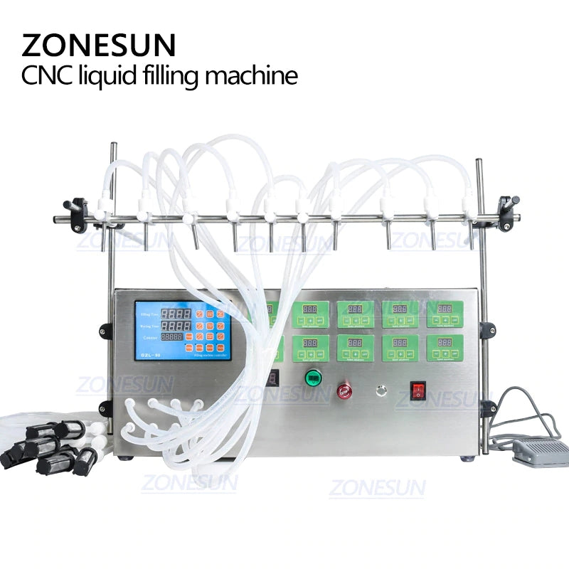 ZONESUN Electric 10 Nozzles Diaphragm Pump Liquid Filling Machine juice fruits drinking products high efficient machine