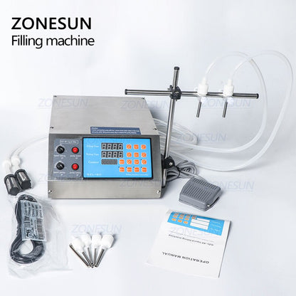 ZONESUN 3-3000ml Semi Automatic 2 Nozzles Gear Pump Liquid Filling Machine