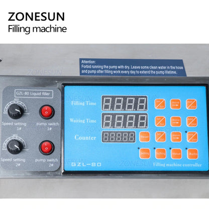 ZONESUN 3-3000ml Semi Automatic 2 Nozzles Gear Pump Liquid Filling Machine