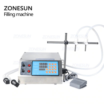 ZONESUN 3-3000ml Semi Automatic 2 Nozzles Gear Pump Liquid Filling Machine