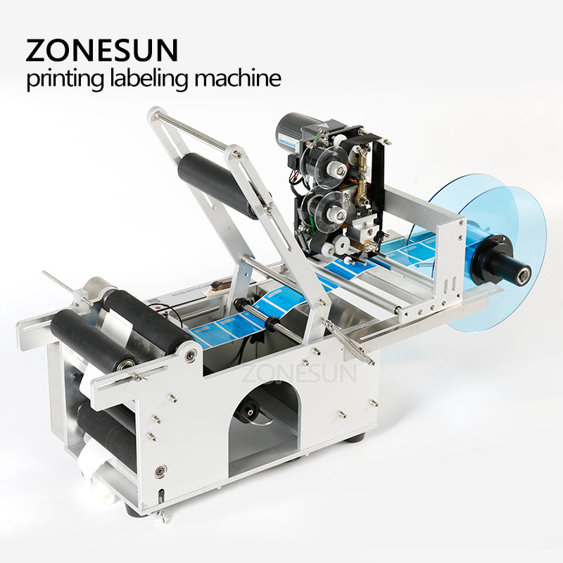 ZONESUN ZS-TB50D/T Semi Automatic Round Bottle Labeling Machine For Normal Transparent Label