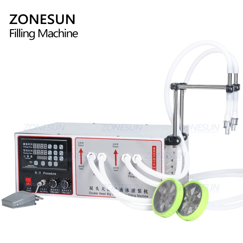 ZONESUN ZS-GFK17B High Flow Rate 2 Nozzles Diaphragm Pump Liquid Filling Machine