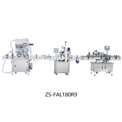 ZONESUN ZS-FAL180R9 / ZS-DPCL1 Linea di produzione di etichettatura e tappatura di riempimento automatica personalizzata 