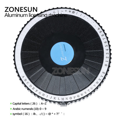 ZONESUN Macchina per goffratura manuale di targhette con 52 caratteri